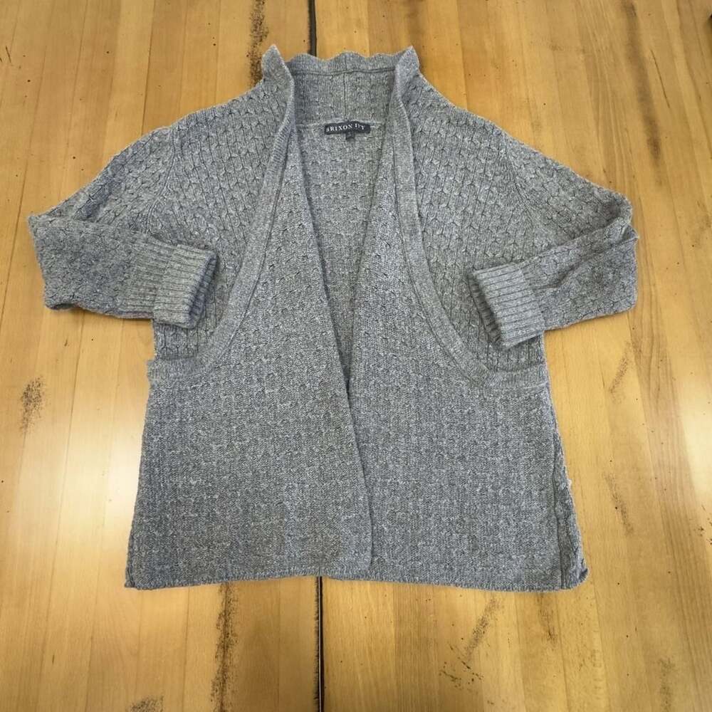 Brixon Ivy Open Front Knit Cardigan Size M Gray Textured Sweater
